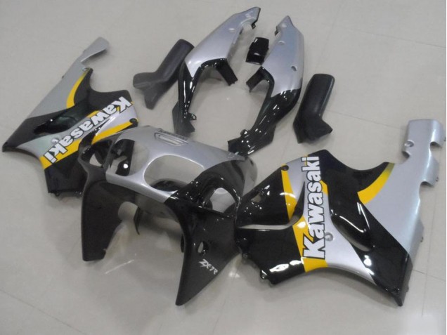 Affordable 1996-2003 Silver and Black Kawasaki ZX7R Motorcylce Fairings