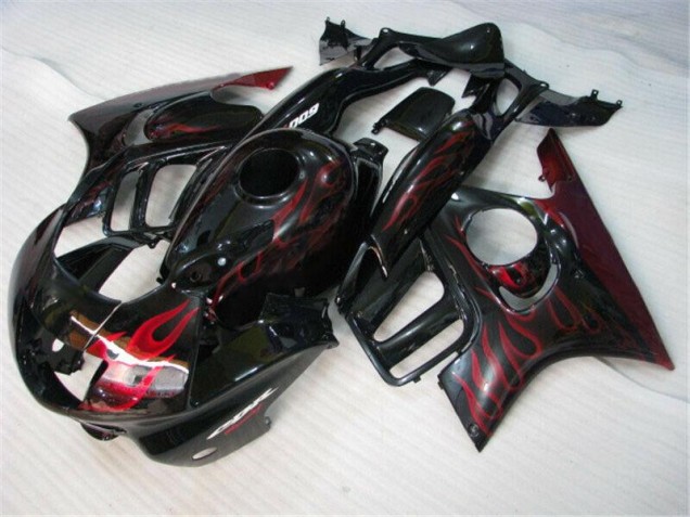 Affordable 1995-1998 Black Red Flame Honda CBR600 F3 Bike Fairings