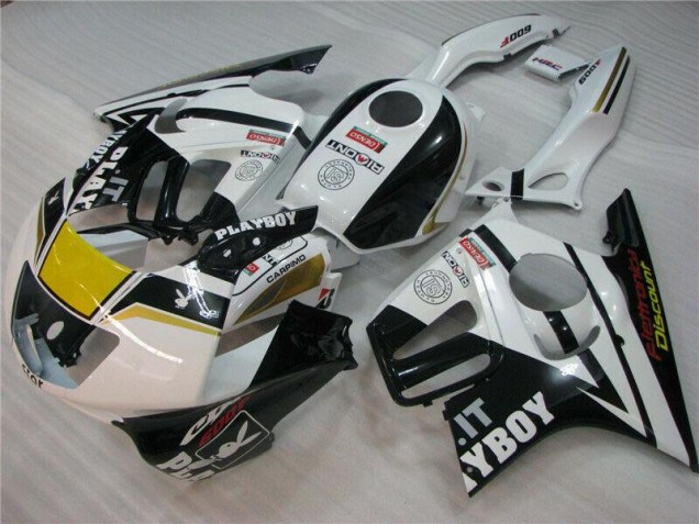 Affordable 1995-1998 White Black Playboy Honda CBR600 F3 Motorcycle Fairing