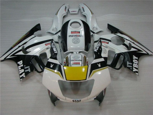 Affordable 1995-1998 White Black Playboy Honda CBR600 F3 Motorcycle Fairing