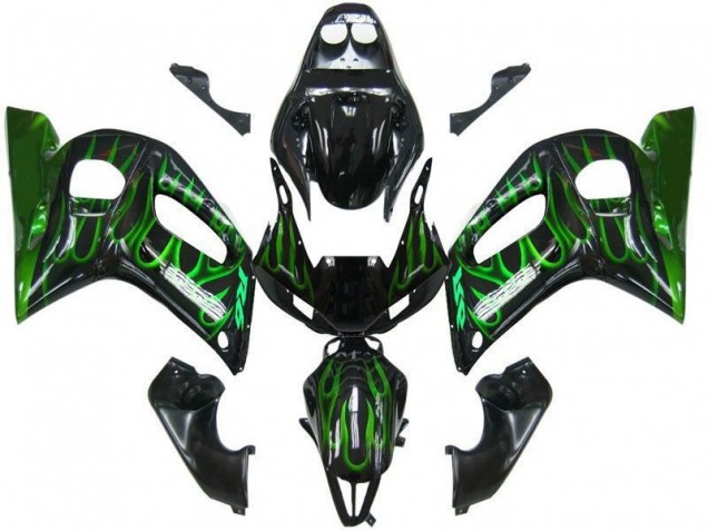 Affordable 1998-2002 Black Green Flame Yamaha YZF R6 Motorbike Fairing Kits Affordable 1998-2002 Black Green Flame Yamaha YZF R6 Motorbike Fairing Kits