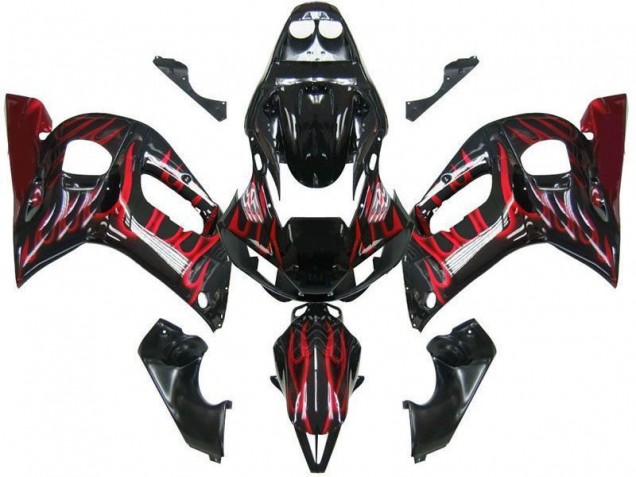 Affordable 1998-2002 Black Red Flame Yamaha YZF R6 Replacement Fairings Affordable 1998-2002 Black Red Flame Yamaha YZF R6 Replacement Fairings