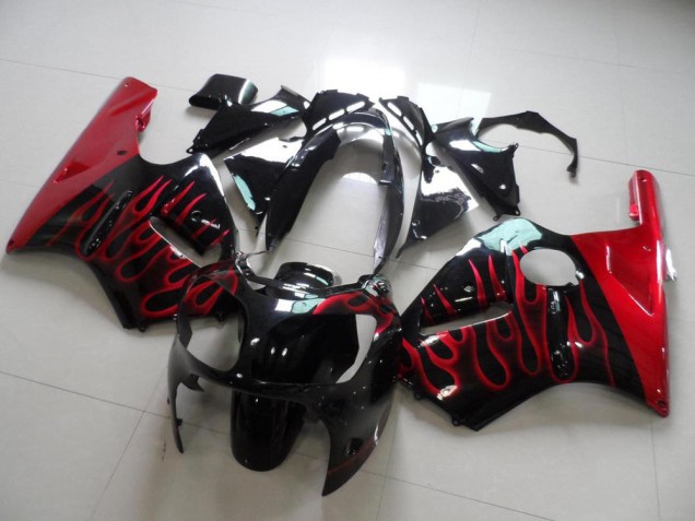 Affordable 2000-2001 Red Flame Kawasaki ZX12R Motorbike Fairing