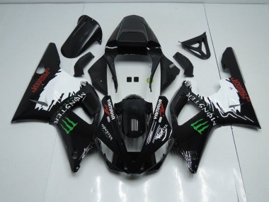 Affordable 2000-2001 Black White Monster Yamaha YZF R1 Bike Fairing