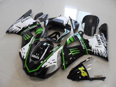 Affordable 2000-2001 Black White Green Monster Yamaha YZF R1 Bike Fairings