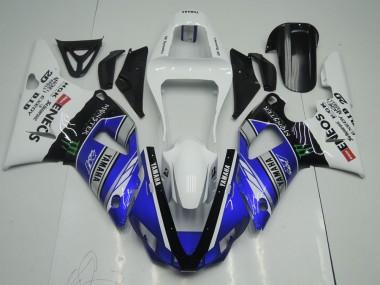 Affordable 2000-2001 Blue White ENEOS Monster Yamaha YZF R1 Motor Bike Fairings