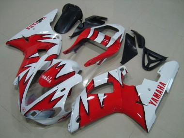 Affordable 2000-2001 White Red Flame Yamaha YZF R1 Motorcylce Fairings