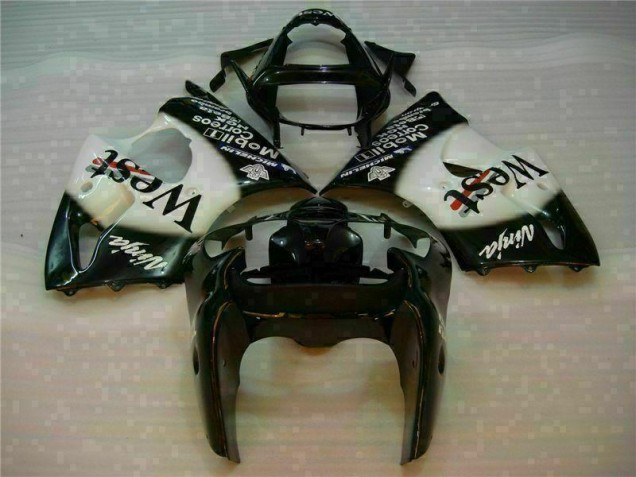 Affordable 2000-2002 Black West Ninja Kawasaki ZX6R Motorcycle Fairings Kits