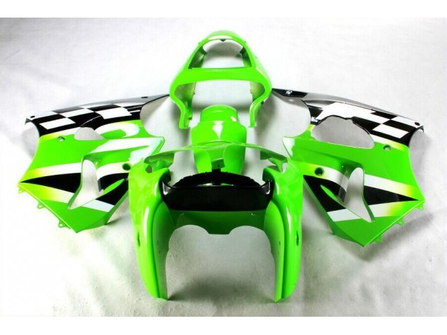 Affordable 2000-2002 Green Black White Kawasaki ZX6R Bike Fairings Affordable 2000-2002 Green Black White Kawasaki ZX6R Bike Fairings