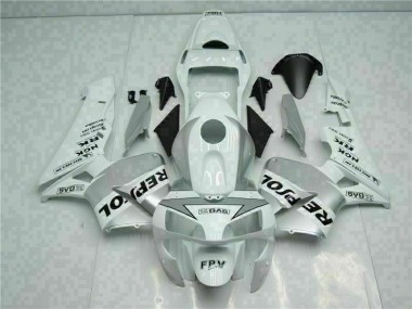 Affordable 2003-2004 White Silver Honda CBR600RR Motorcycle Fairing Kits & Plastic Bodywork MF1020