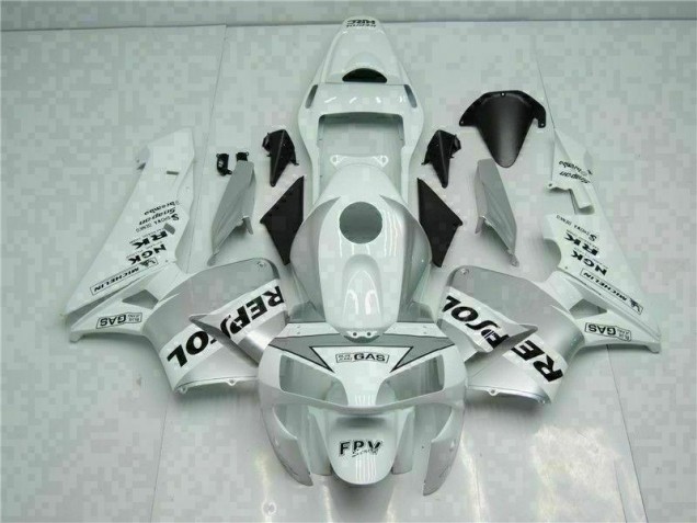 Affordable 2003-2004 White Silver Repsol Honda CBR600RR Replacement Fairings Affordable 2003-2004 White Silver Repsol Honda CBR600RR Replacement Fairings
