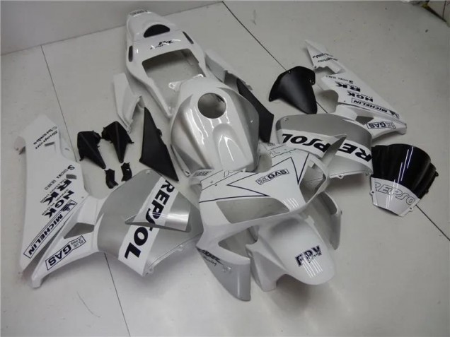 Affordable 2003-2004 Silver White Black Repsol Honda CBR600RR Motorcycle Fairings Kit Affordable 2003-2004 Silver White Black Repsol Honda CBR600RR Motorcycle Fairings Kit