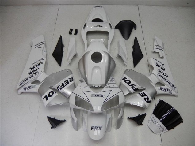Affordable 2003-2004 Silver White Black Repsol Honda CBR600RR Motorcycle Fairings Kit Affordable 2003-2004 Silver White Black Repsol Honda CBR600RR Motorcycle Fairings Kit