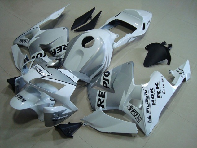 Affordable 2003-2004 Repsol White Silver Honda CBR600RR Motorcycle Fairings Kits