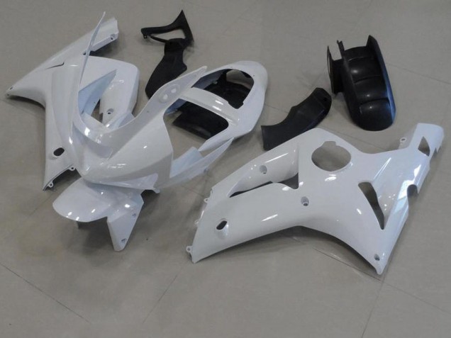 Affordable 2003-2004 White Kawasaki ZX6R Bike Fairings Affordable 2003-2004 White Kawasaki ZX6R Bike Fairings