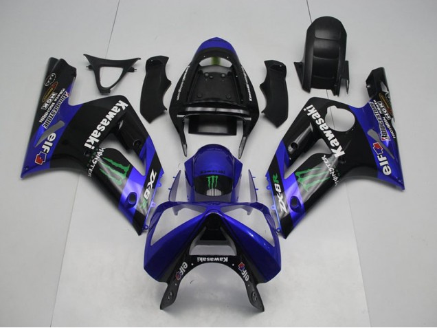 Affordable 2003-2004 Blue Monster Kawasaki ZX6R Motorbike Fairing Affordable 2003-2004 Blue Monster Kawasaki ZX6R Motorbike Fairing