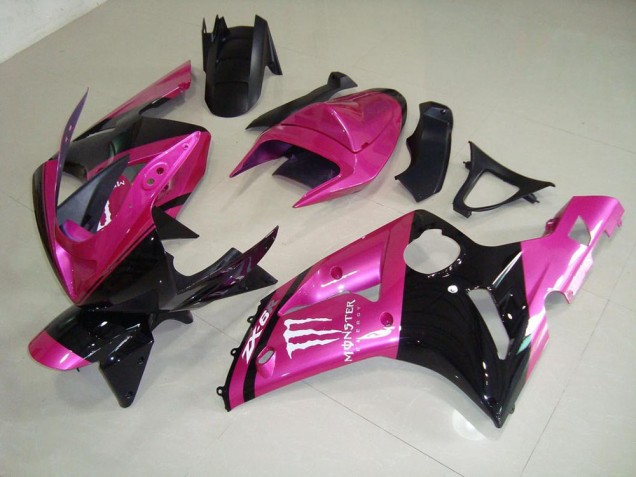 Affordable 2003-2004 Pink Black Monster Kawasaki ZX6R Bike Fairing Kit Affordable 2003-2004 Pink Black Monster Kawasaki ZX6R Bike Fairing Kit