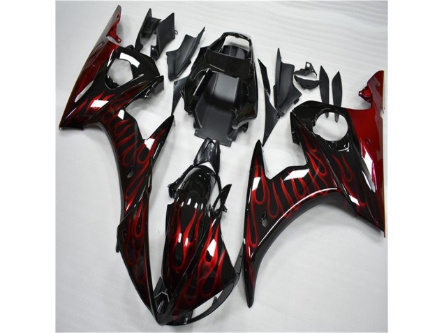 Affordable 2003-2005 Black Red Flame Yamaha YZF R6 Motorcycle Fairing Affordable 2003-2005 Black Red Flame Yamaha YZF R6 Motorcycle Fairing