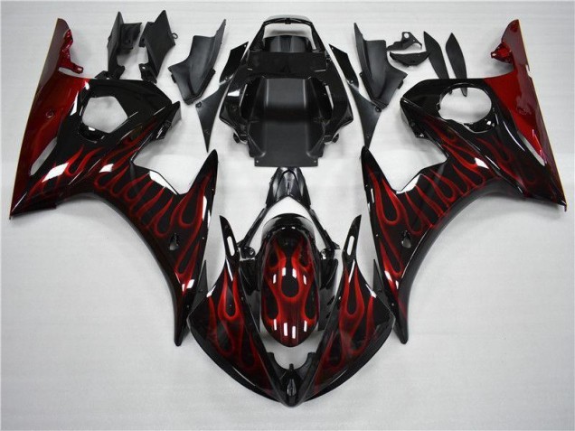 Affordable 2003-2005 Black Red Flame Yamaha YZF R6 Motorcycle Fairing Affordable 2003-2005 Black Red Flame Yamaha YZF R6 Motorcycle Fairing