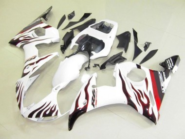 Affordable 2003-2005 White and Flame Yamaha YZF R6 Bike Fairing