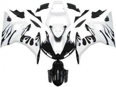 Affordable 2003-2005 White Flame Black Yamaha YZF R6 Motorcycle Fairings Kits