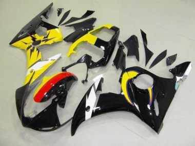Affordable 2003-2005 Moon Black Yellow Yamaha YZF R6 Motorcycle Fairings Kits