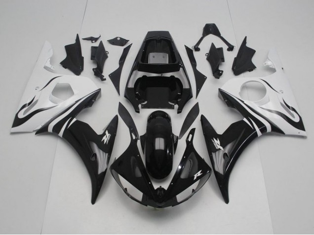 Affordable 2003-2005 Black and White Yamaha YZF R6 Motor Bike Fairings Affordable 2003-2005 Black and White Yamaha YZF R6 Motor Bike Fairings