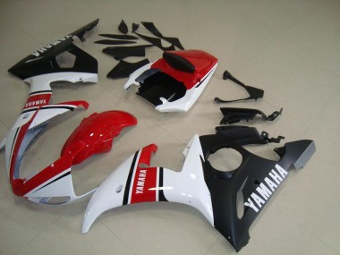 Affordable 2003-2005 Red White Matte Black Yamaha YZF R6 Moto Fairings
