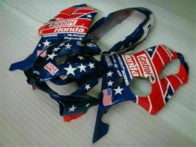 Affordable 2004-2007 Blue Red Castrol Cycle World Honda CBR600 F4i Motorcycle Fairings