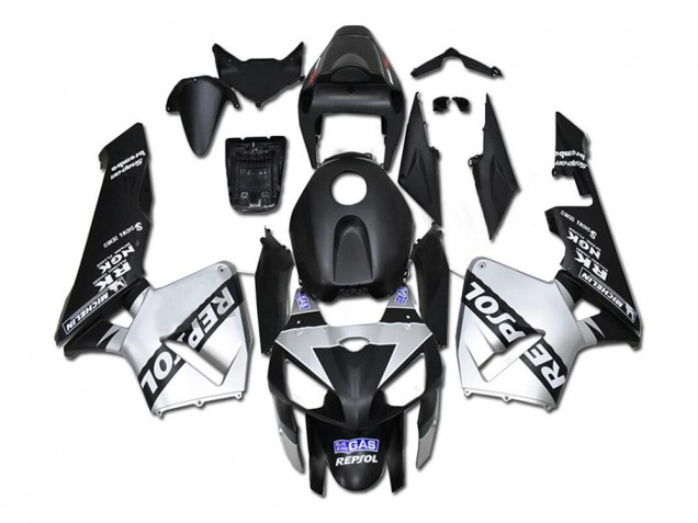 Affordable 2005-2006 Silver Repsol Black Honda CBR600RR Bike Fairings Affordable 2005-2006 Silver Repsol Black Honda CBR600RR Bike Fairings