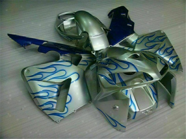 Affordable 2005-2006 White Blue Flame Honda CBR600RR Motorcycle Fairing Kit