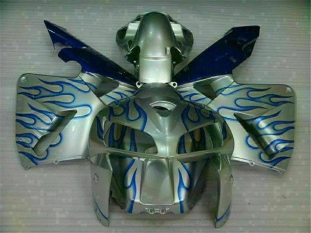 Affordable 2005-2006 White Blue Flame Honda CBR600RR Motorcycle Fairing Kit