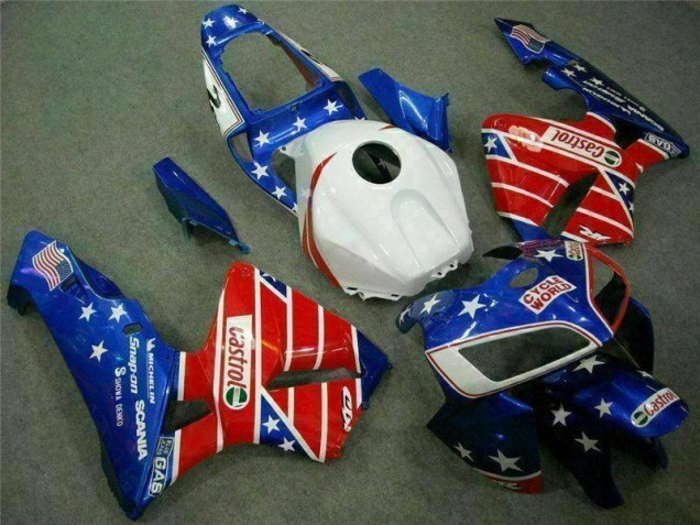 Affordable 2005-2006 Blue Red Cycle World Castrol Honda CBR600RR Motorcycle Fairings Kit