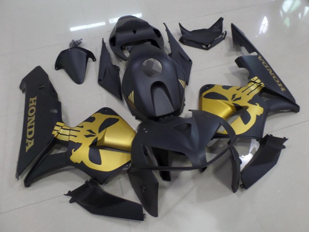 Affordable 2005-2006 Matte Black with Gold Skull Honda CBR600RR Moto Fairings