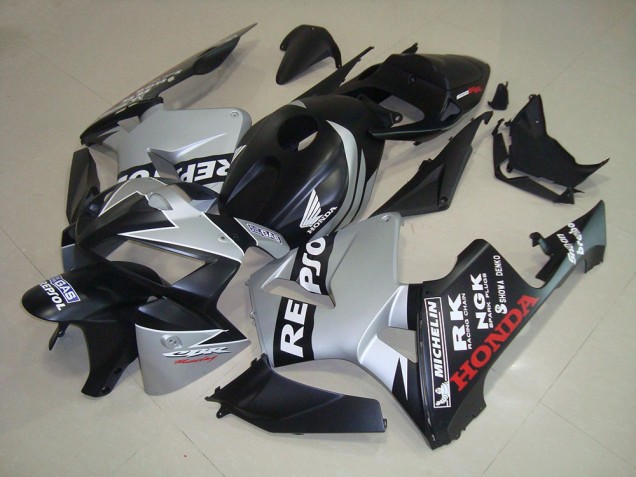 Affordable 2005-2006 Matte Black Silver Repsol Honda CBR600RR Bike Fairings