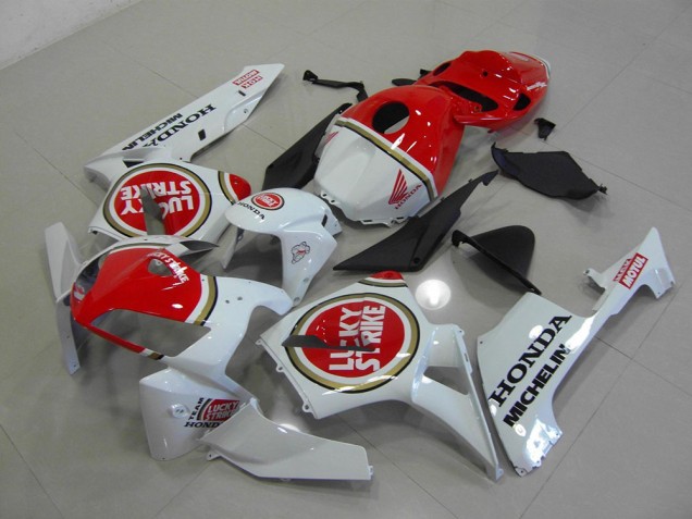 Affordable 2005-2006 Pearl White Lucky Strike Honda CBR600RR Motorcycle Fairings Kits