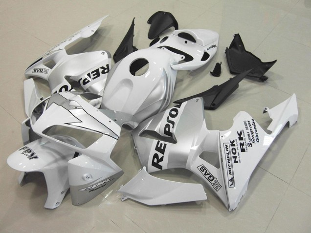 Affordable 2005-2006 Repsol White Silver Honda CBR600RR Bike Fairing Kit