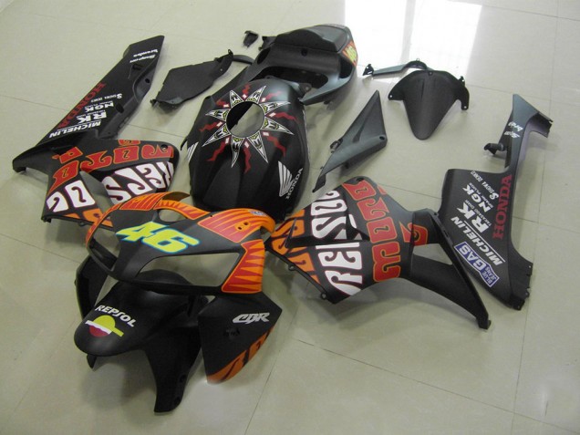 Affordable 2005-2006 Rossi Matte Black Honda CBR600RR Motorcycle Fairings Kits