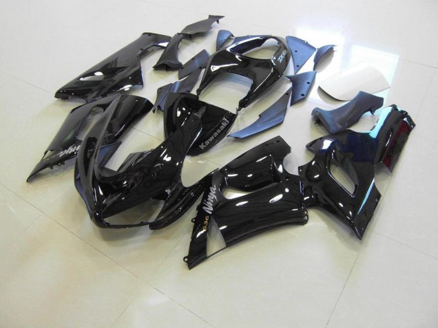 Affordable 2005-2006 Glossy Black Silver Decals Kawasaki ZX6R Motorcycle Fairings Kit Affordable 2005-2006 Glossy Black Silver Decals Kawasaki ZX6R Motorcycle Fairings Kit