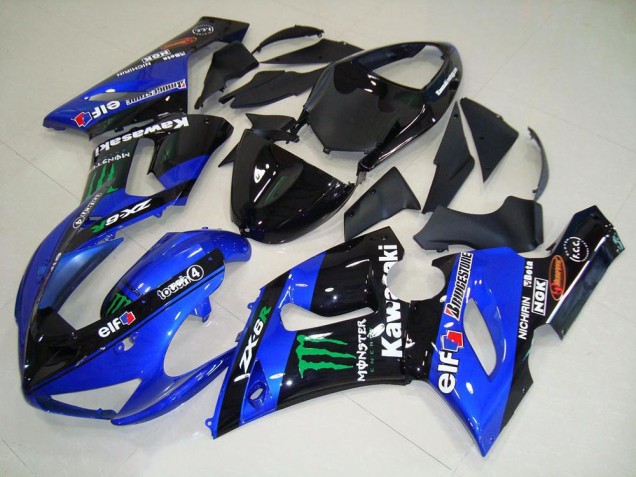 Affordable 2005-2006 Candy Blue Monster Kawasaki ZX6R Motorcycle Fairing Kits