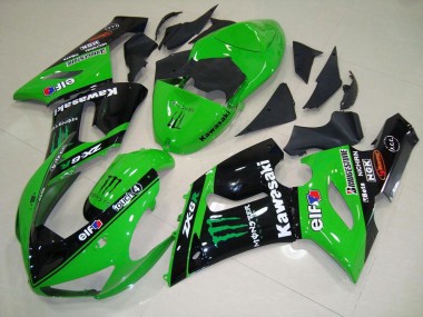 Affordable 2005-2006 Green Monster Kawasaki ZX6R Motorcycle Fairing Kit