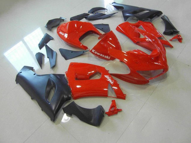 Affordable 2005-2006 Red and Matte Black Kawasaki ZX6R Bike Fairings Affordable 2005-2006 Red and Matte Black Kawasaki ZX6R Bike Fairings