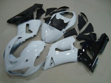 Affordable 2005-2006 White Black Kawasaki ZX6R Replacement Motorcycle Fairings