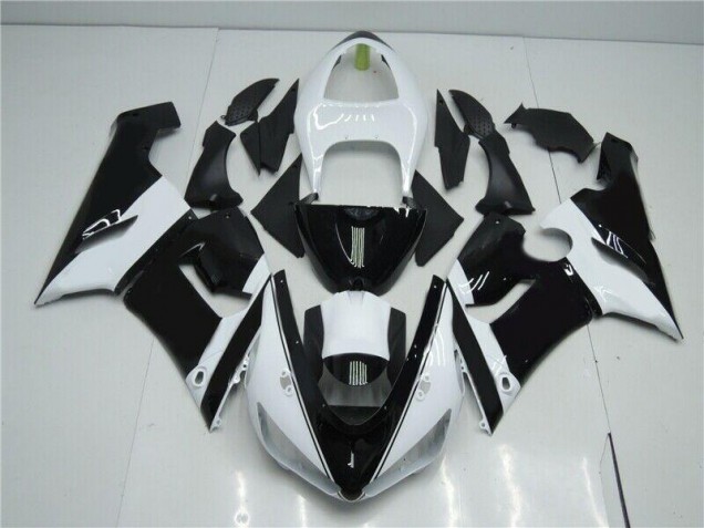 Affordable 2005-2006 Black White Kawasaki ZX6R Moto Fairings Affordable 2005-2006 Black White Kawasaki ZX6R Moto Fairings
