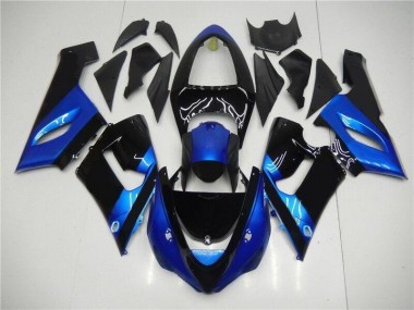 Affordable 2005-2006 Blue Black Kawasaki ZX6R Motorcycle Fairing Kits