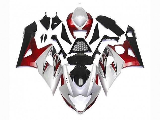 Affordable 2005-2006 Silver Red Black Suzuki GSXR 1000 Bike Fairing Kit Affordable 2005-2006 Silver Red Black Suzuki GSXR 1000 Bike Fairing Kit