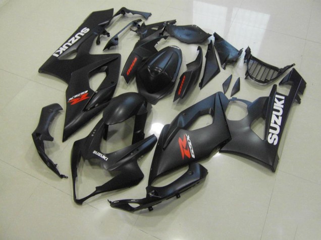 Affordable 2005-2006 Matte Black with White Decals Suzuki GSXR 1000 Bike Fairing Kit Affordable 2005-2006 Matte Black with White Decals Suzuki GSXR 1000 Bike Fairing Kit