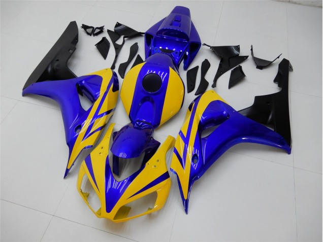 Affordable 2006-2007 Yellow Blue Honda CBR1000RR Replacement Motorcycle Fairings