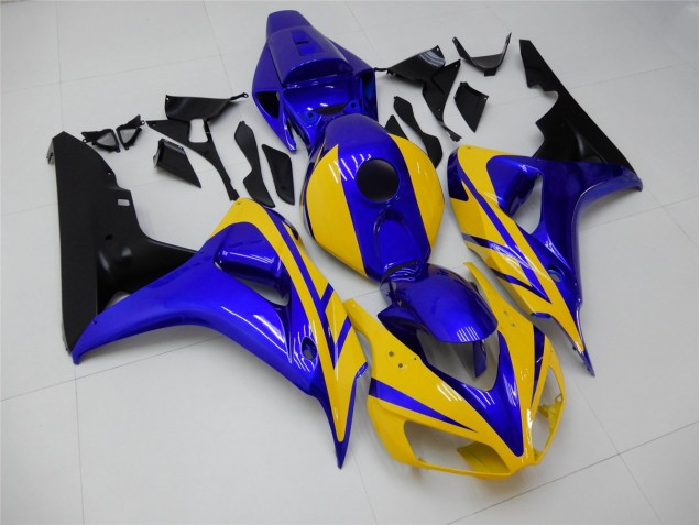 Affordable 2006-2007 Yellow Blue Honda CBR1000RR Replacement Motorcycle Fairings