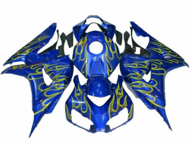 Affordable 2006-2007 Yellow Flame Blue Honda CBR1000RR Replacement Fairings